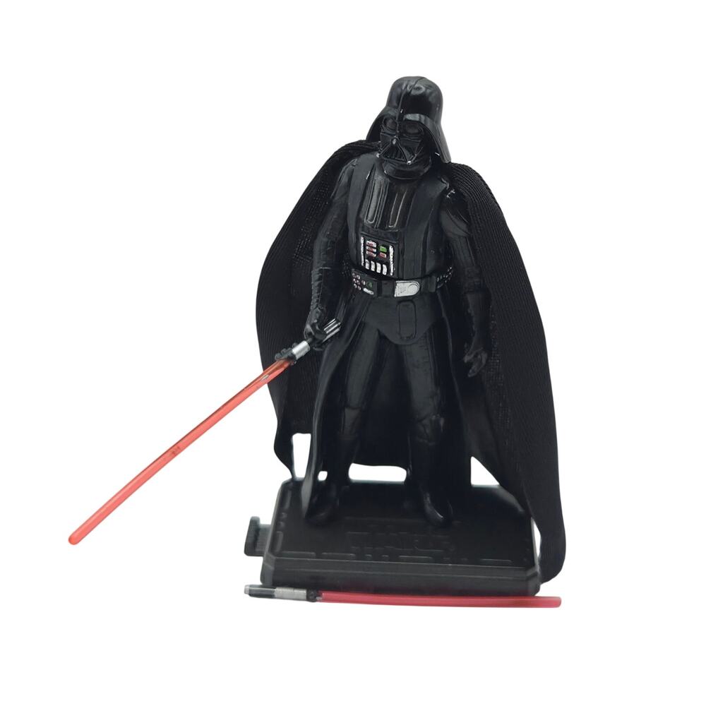 2000 Hasbro Star Wars 4.25" Darth Vader W/ Stand & 2 Red Lightsabers and Cape